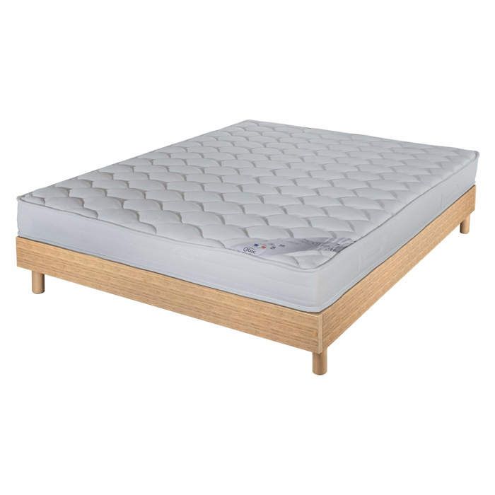 Sommier + Pieds + Matelas Chêne moyen DecoKit 140x190