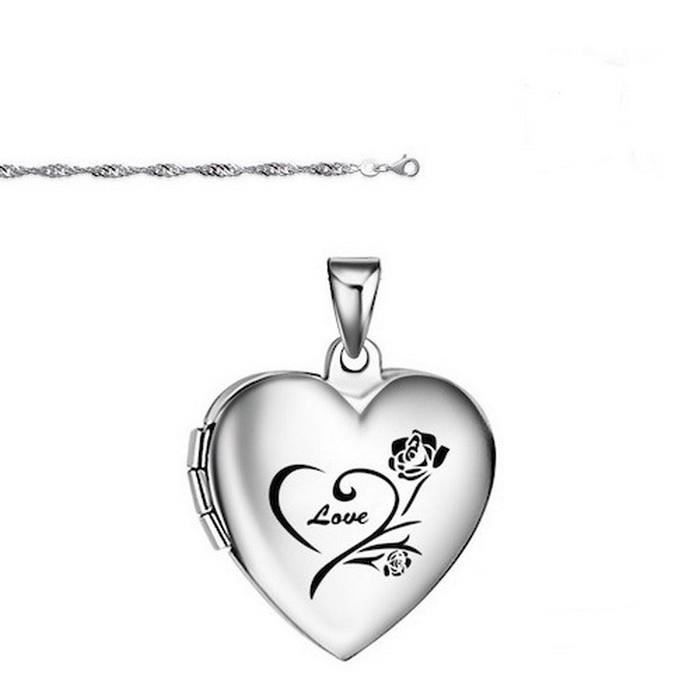 Collier pendentif chaîne Simple Tiny Love Heart argent SP