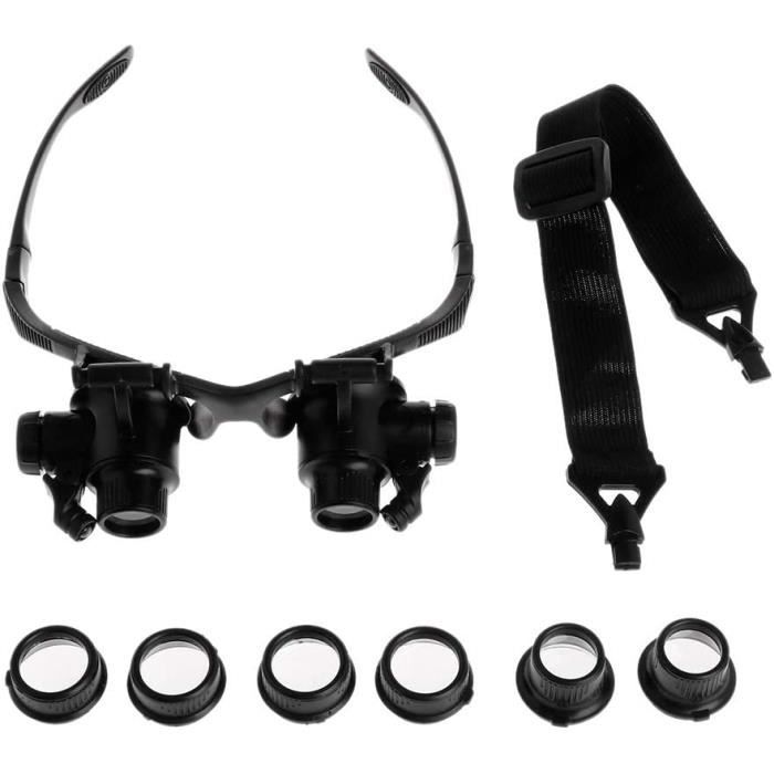 Menitn Loupe Frontale Loupe SerreTête avec 2 LED + 4 Lentilles