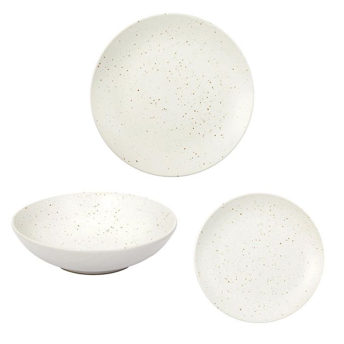 H&H Service De Table 18 Pièces Ocean En Porcelaine - Forme Coupe, Micro-ondes Et Lave-Vaisselle Compatible