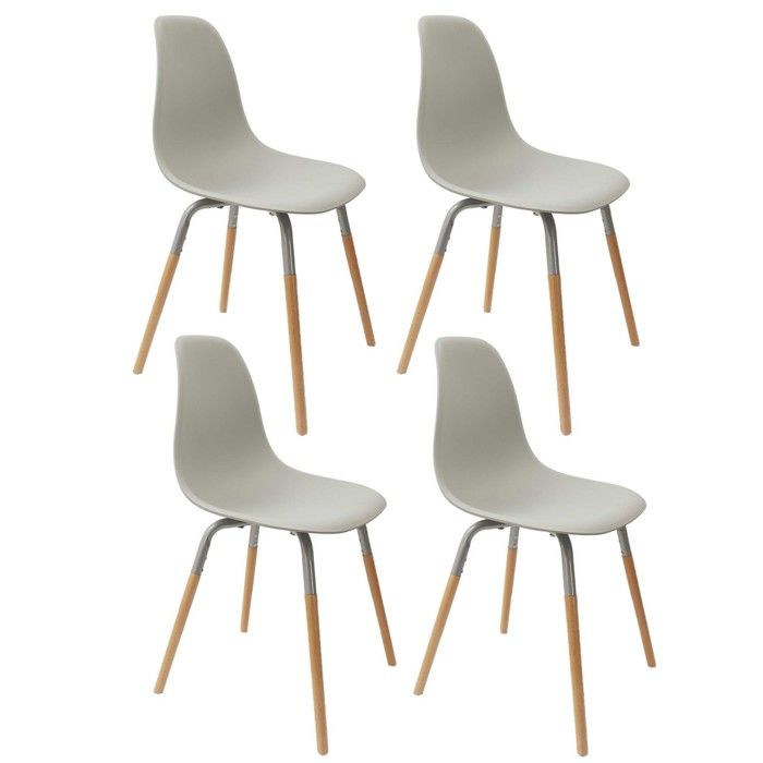 Toilinux - Lot de 4 Chaises scandinave Phenix en polypropylène et métal - Gris Toilinux - Lot de 4 Chaises scandinave Phenix en polypropylène et métal - Gris