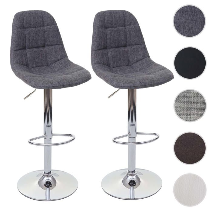 2x tabouret de bar HWC-A67 chaise de bar / comptoir ~ gris tissu 2x tabouret de bar HWC-A67 chaise de bar / comptoir ~ gris tissu