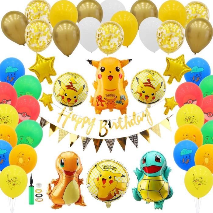 Pokemon ballons, 91 pièces pokemon pikachu ballons, pikachu hélium feuille ballons  pokemon ballons kit de fête d'anniversaire pour e - Cdiscount Maison