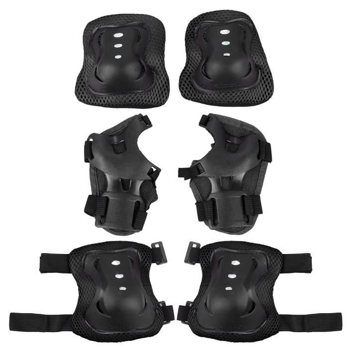 Ensemble de 6 genouillères, coudières, protège-poignets pour enfants de 3 à 8 ans, skateboard, patinage à roues alignées, vélo, équitation, scooter (noir Ensemble de 6 genouillères, coudières, protège-poignets pour enfants de 3 à 8 ans, skateboard, patinage à roues alignées, vélo, équitation, scooter (noir