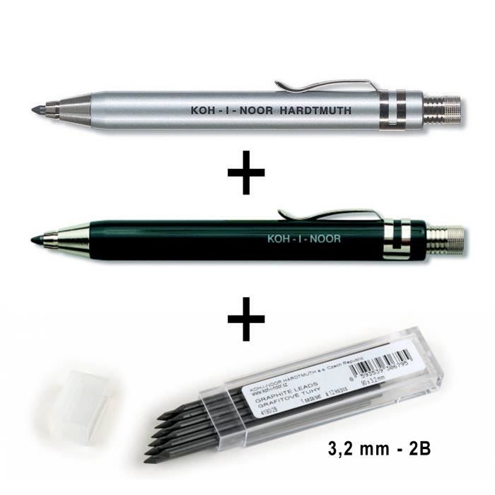 KOH-i-nOOR porte-mine 2 mm-dureté fallminen kOH-i-nOOR mines de crayon de rechange pour batterie 5B 