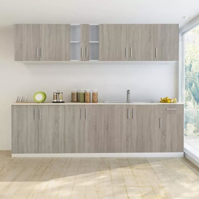 Buffet De Cuisine Armoire De Cuisine Avec Unite De Base Pour Evier 8 Pcs Chene Achat Vente Buffet De Cuisine Buffet De Cuisine Soldes Sur Cdiscount Des Le 20 Janvier Cdiscount