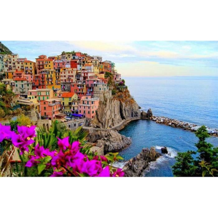 ZXX5D Diamond Painting Kit 5D – Cinque Terre, Italia (S27) – 30x40 Cm – Tela HD E Strass Rotondi Per Adulti E Bambini – Fai Da Te