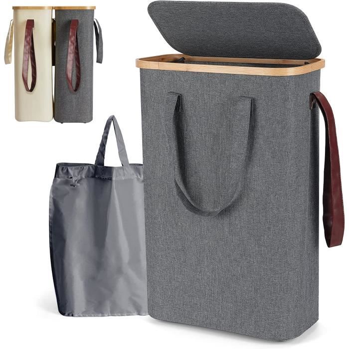 Panier à linge avec couvercle corbeille à linge avec sac amovible avec clip et poignées pliable