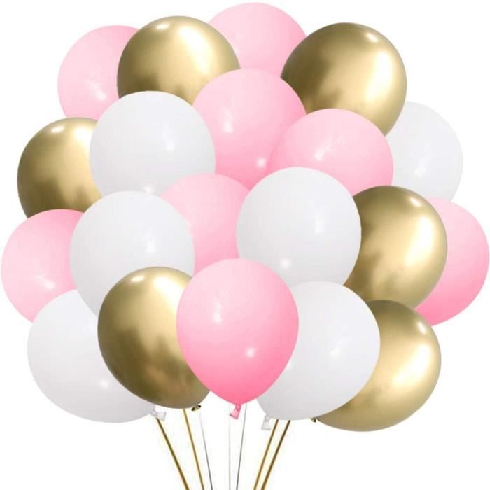 Ballon rose or blanc SKYIOL 50 pièces 30 cm Helium Métalliques Latex Ballons pour Enfants Fille Anniversaire Mariage Nuptiale Bébé Douche Décorations de Fête Fournitures 