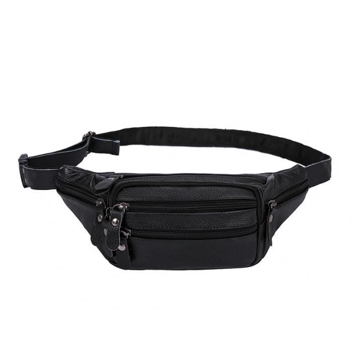 Ceinture-banane Extérieur 2 Pièces – Sacoche De Taille Légère, étanche TPU, Double Poche, Sangle Réglable – Idéal Rando, Running, Voyage, Vélo – Noir/Beige