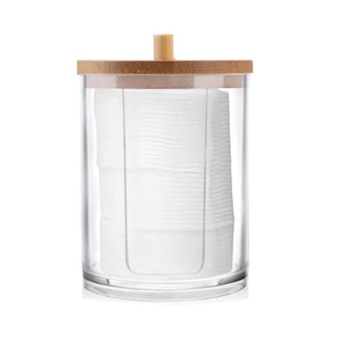 Boîtes De Rangement Pour Cotons Et Cotons-tiges - Kit De 2, Transparentes Avec Couvercle En Bambou, Pour Salle De Bain Ou Chambre - 8