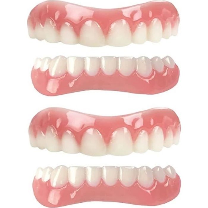 Immédiat Prothèses Dentaires Cosmétiques Silicone Dentier Haut Et Bas Sourire Parfait Dentier, pour Homme Et Femme Amovible 2 Pairs