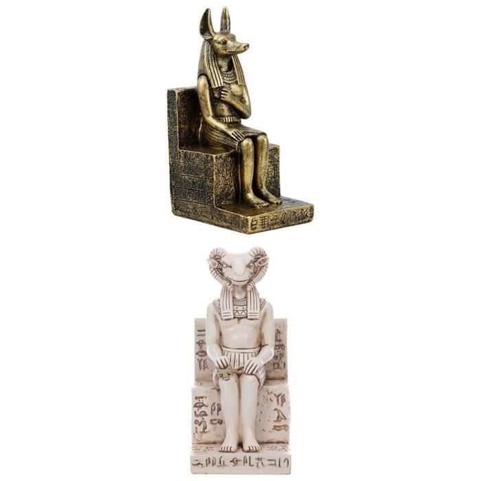 Veronese Design Sculpture de dieu égyptien Anubis assis sur le trône en résine finition noire et dorée 26 cm