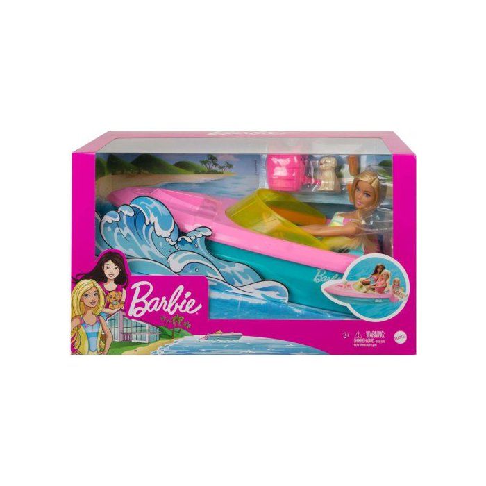 Bateau Barbie avec Poupee Mannequin et Chien BARBIE Set loisir et carte tigre Cdiscount
