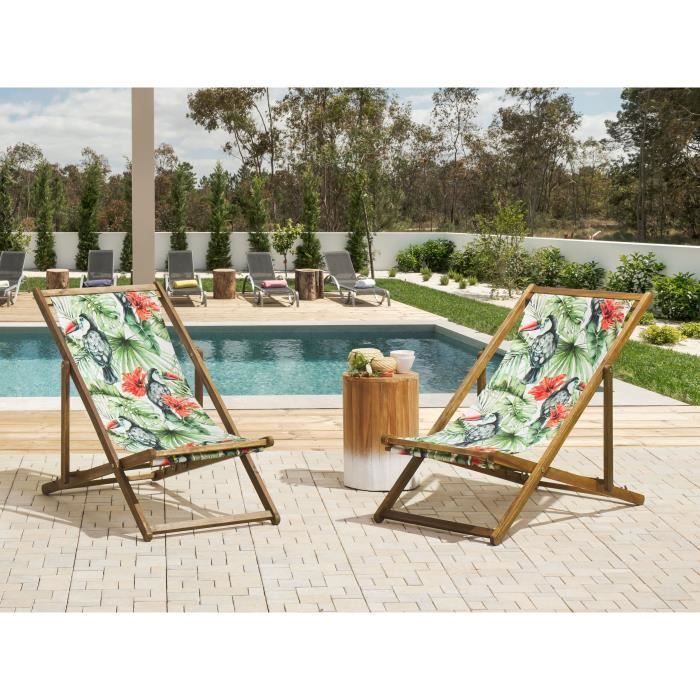 Set de 2 toiles de rechange pour transat avec motifs toucans ANZIO/AVELLINO