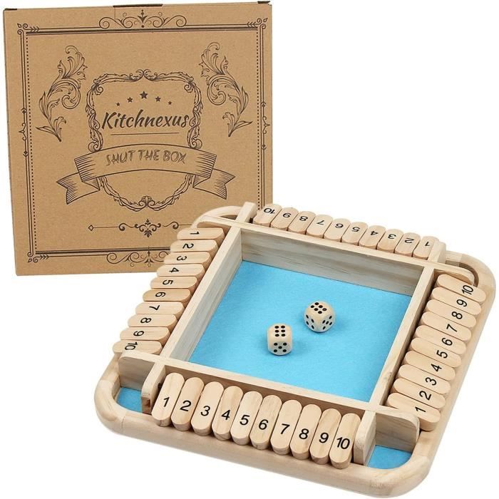 Shut The Box En Bois Massif – Jeu De Société Familial Educatif, Dès 3 Ans, Idéal Enfants & Adultes, Parfait Pour Voyages, Fêtes Et Soirées
