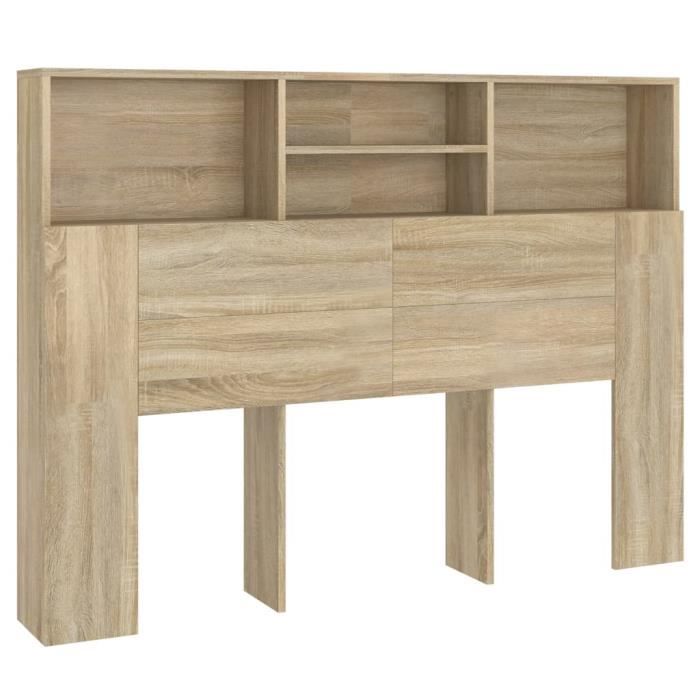 Armoire de tête de lit - DILWE - Chêne sonoma - 140x19x1035 cm - Bois dingénierie - Montage nécessaire