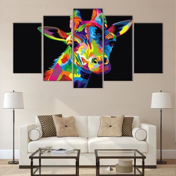 Toile Photos Abstraite animaux soleil peintures murales XXL Salon Art Impression Toile