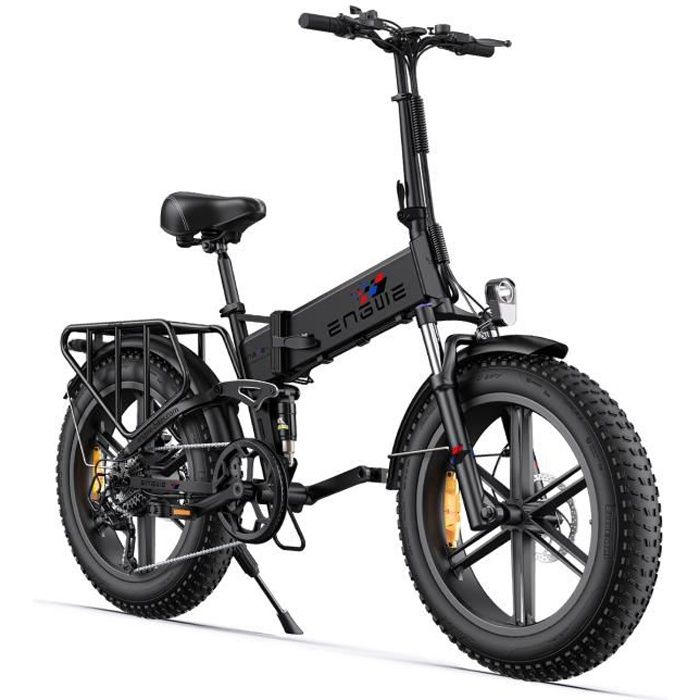 velo electrique pliant ENGWE ENGINE X Autonomie 120km 42km/h Pneus tout terrain 20 pouces VTC Fat bike Batterie 48V13Ah Noir