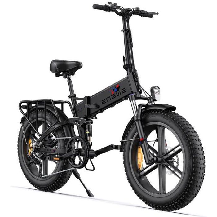 velo electrique pliant ENGWE ENGINE X Autonomie 120km 20 pouces VTC fat bike tout terrain draisienne électrique 48V13Ah Noir