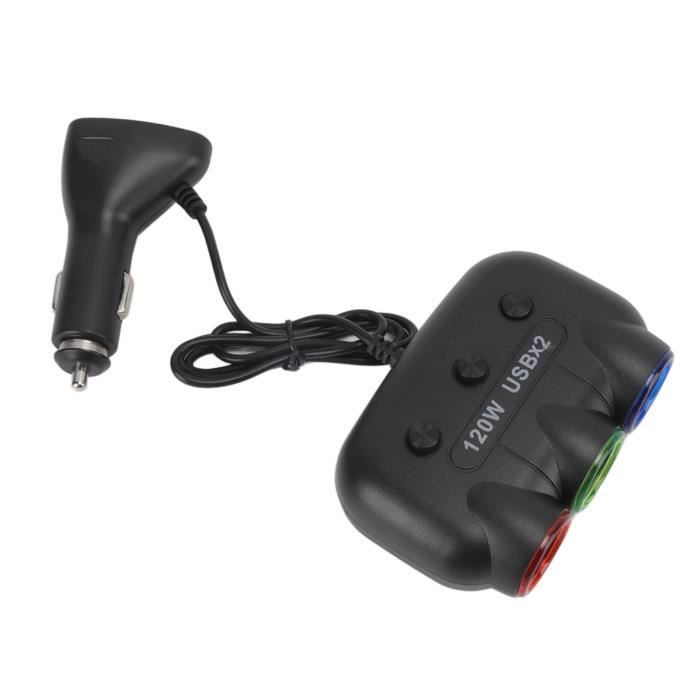 Qiilu Répartiteur De Prise Allume-cigare De Voiture, Double USB Voiture Allume-cigare