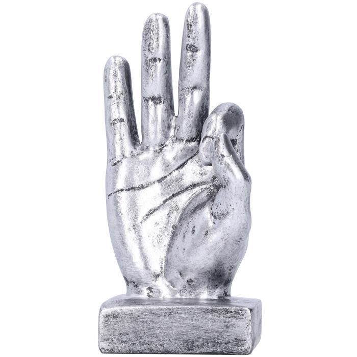 Sculpture Main Cœur Dorée - Statue Geste D'Amour Élégante En Résine, Déco Moderne Mariage, Fiançailles, Salon Ou Bureau, Or Brillant 13,8 Cm