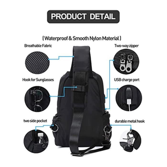 Yunrui Sac Bandoulière Antivol Avec Protection RFID, Boucle