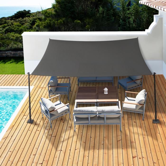 Voile D'Ombrage Rectangulaire 2x3m Gris Clair - Toile Imperméable Anti-UV 95% Pour Terrasse, Jardin, Pergola, Piscine