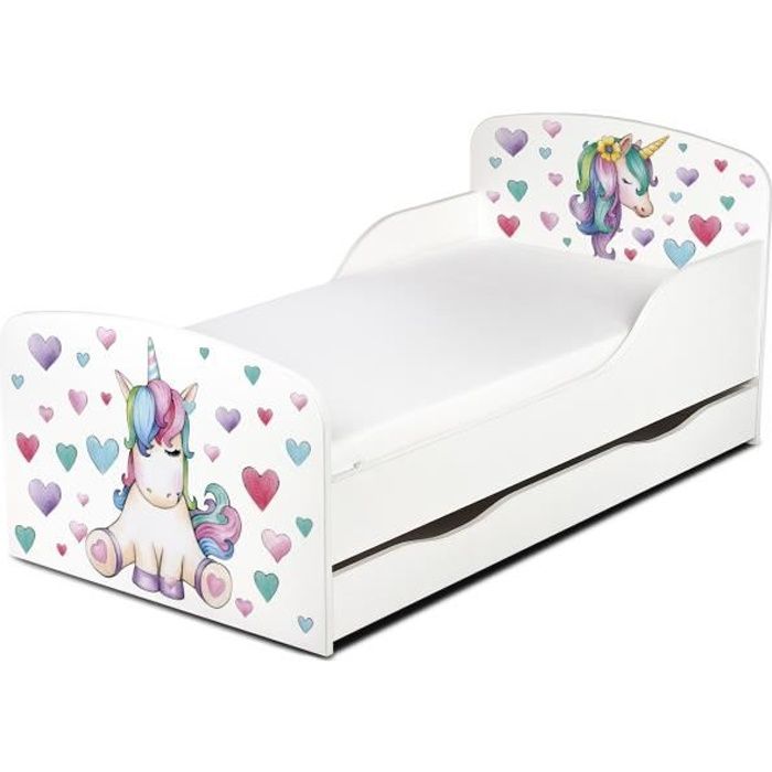 Moderne Lit D Enfant Toddler Avec Matelas Et Un Tiroir La Licorne Cdiscount Maison