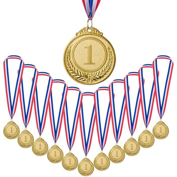 Trophee - Limics24 - Pièces Médailles Du Gagnant Métal Doré Jour Sport  Style Olympique Rubans Cou Enfants Adultes - Cdiscount