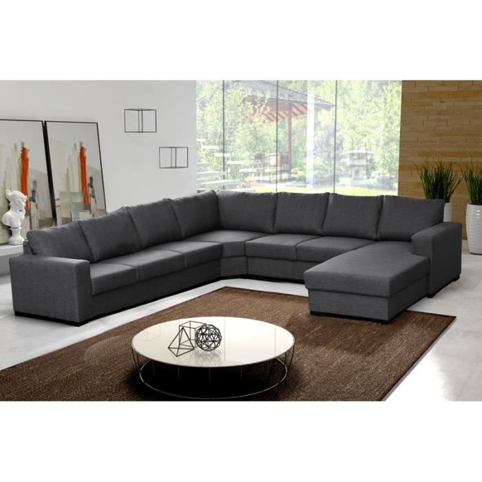 Canape D Angle 8 Places Oara Gris Moderne Achat Vente Canape