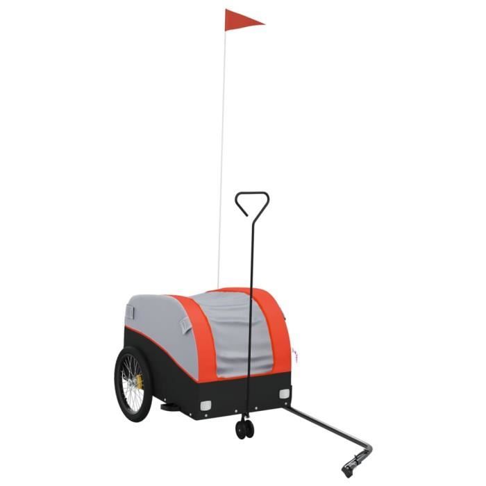 Mothinessto-Remorque de vélo noir et orange 30 kg fer