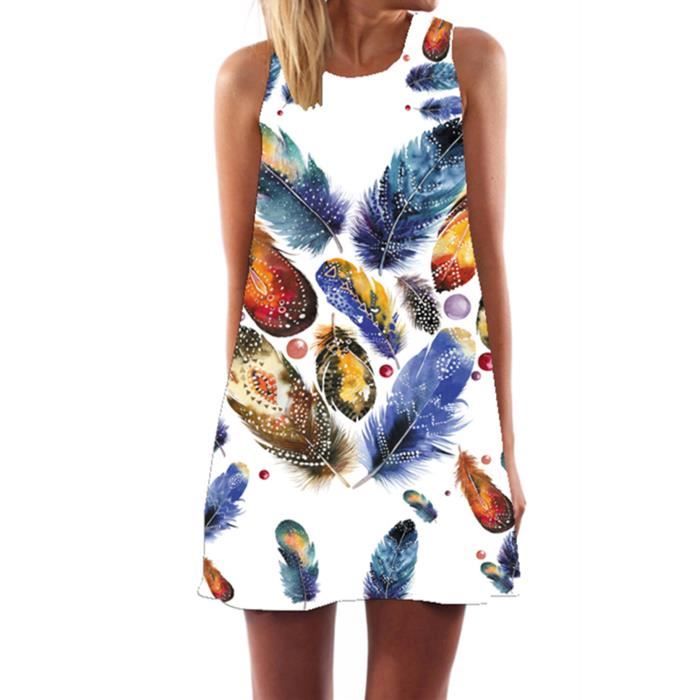 Femme Fille Mini Robe De Plage Tunique Courte Robe De Soirée Sans Manche Jupe Robe De Crayon Jupon Robe De Mariage