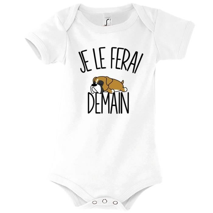 Body Bebe Boxer Je Le Ferai Demain Bodies Collection Animaux Humour Mignon Planetee 3 6 Mois Blanc Cdiscount Pret A Porter