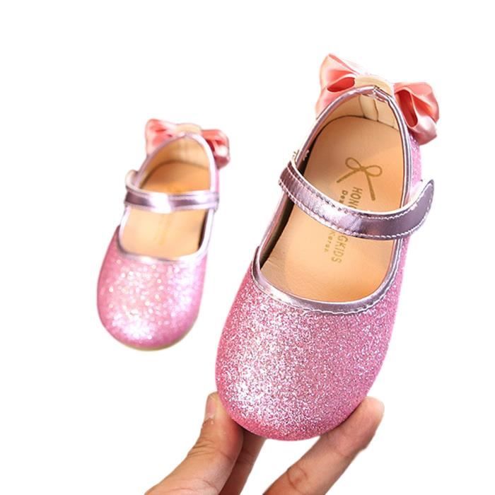 Filles tout-match nœud en cuir plat princesse Chaussures Mariage Fleur Chaussures Fille Chaud