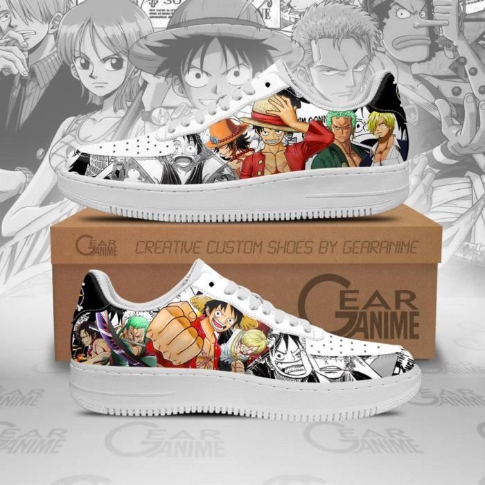One Piece Air Sneakers Mixed Manga Style Anime Shoes Blanc ...