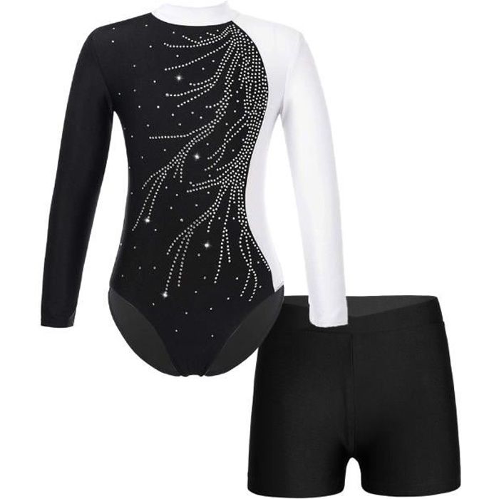 Iixpin Enfant Fille Justaucorps Gymnastique Rythmique Strass avec Short Gym  Performance Compétition 5-14 Ans - Cdiscount Sport