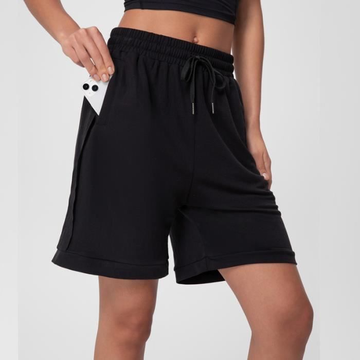 Acheter Short Cargo taille haute pour femme, pantalon d'été décontracté en coton et lin