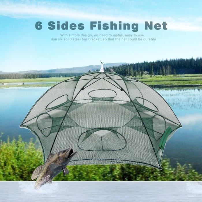 Cage à Poissons Et Crevettes Automatique Biuzi - 6 Trous En Nylon Pliable - Piège Pour Crabe, Homard - Facile à Utiliser