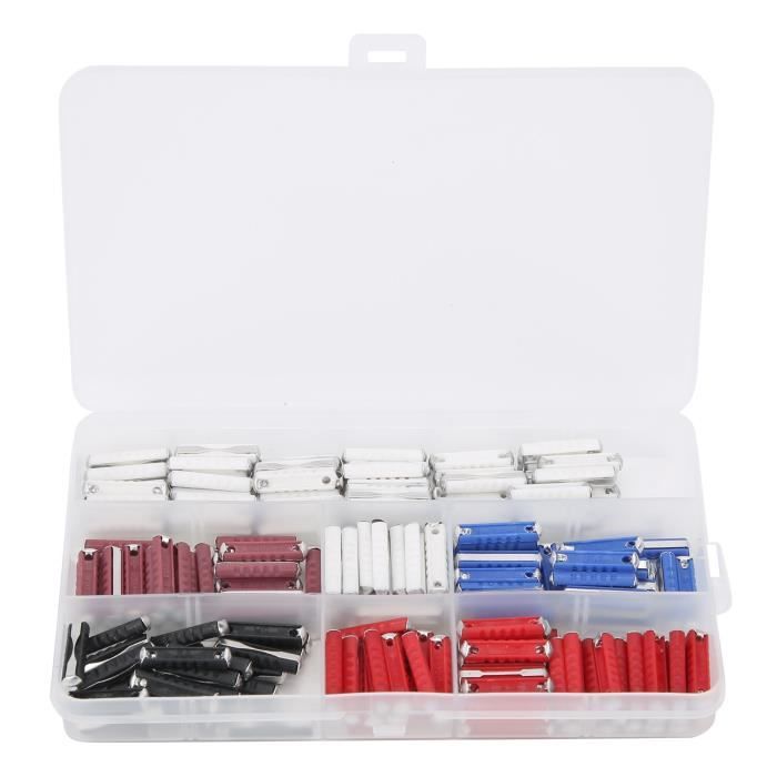 Kit De 200 Fusibles Auto Torpille - 5A Noir, 8A Blanc, 16A Rouge, 25A Bleu, 40A Marron - Propylène Et Zinc