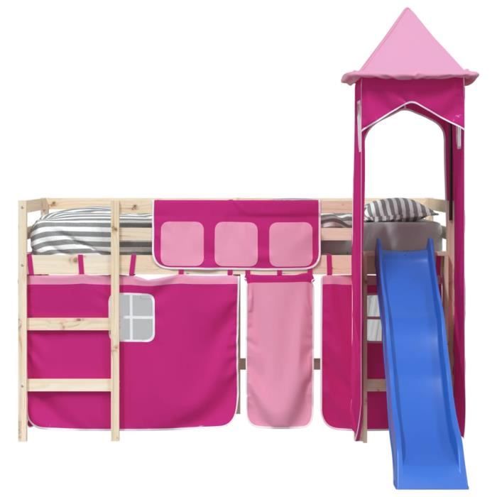 Rideaux VidaXL Pour Lit Mezzanine Avec Tunnel Et Tour Rose - Déco Pratique Et Amusante