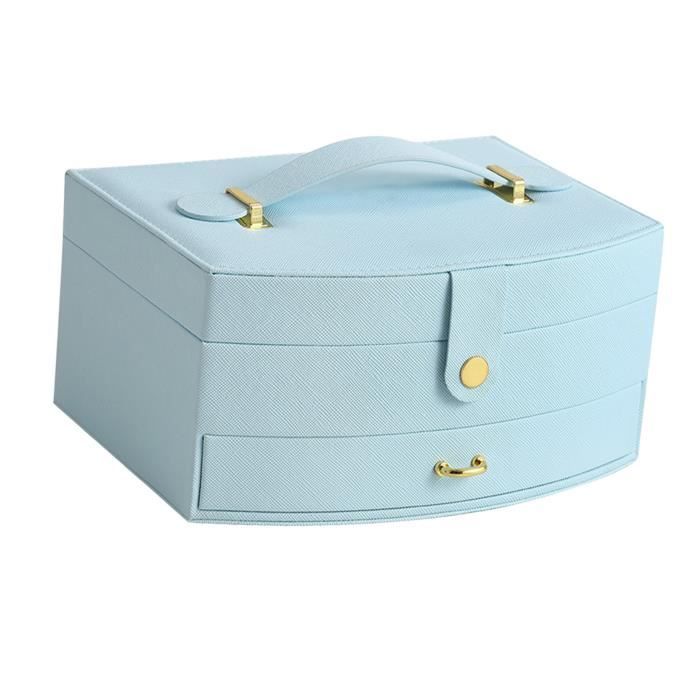 SAMISO Boite à Bijoux,Coffret à Bijoux 3 Couches,avec Clef En Cuir