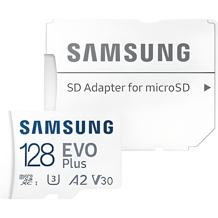 SAMSUNG Carte mémoire Micro SD SDXC EVO PLUS 128Go V30 A2 U3 130Mb