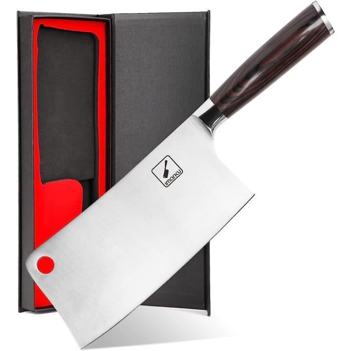 Couteau De Chef 32cm Acier Inoxydable Forgé - Pour Cuisine Et Boucherie, Lot Complet Avec Accessoires