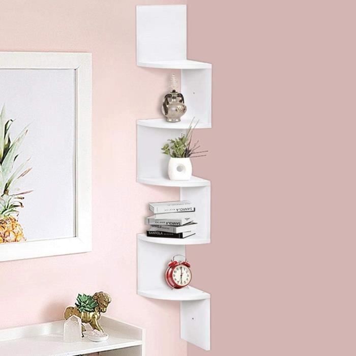 5 Étagères D‘Angle Murale En Bois En Forme De Secteur, Un Design