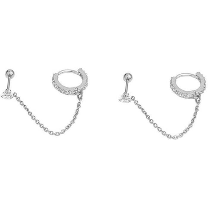 Boucles D'oreilles Créoles Argent Sterling 30mm - Chaîne Maillons Torsadés - Neuf Avec étiquettes