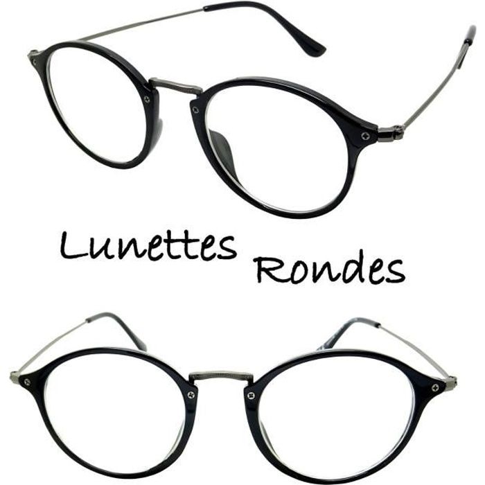 lunettes vue mixte sans correction fines rondes noir rond round fleck vintage rétro homme femme