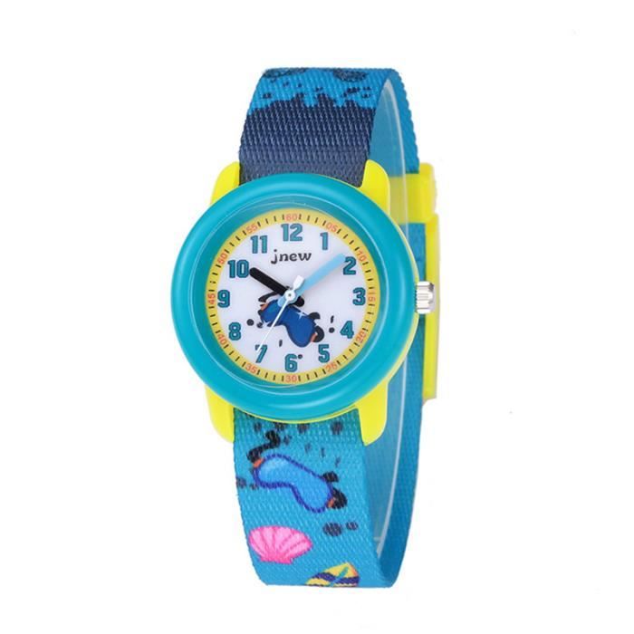 Montre enfant fille océan mignonne les dessins animés sangle en polyester étanche mode garçon bleu