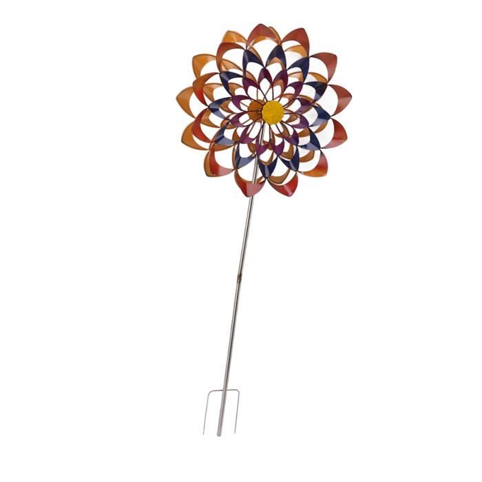 Moulin à Vent Décoratif En Fer Forgé Argenté - 120 X 35 Cm, Sculpture Extérieure Pour Jardin, Terrasse, Facile à Planter