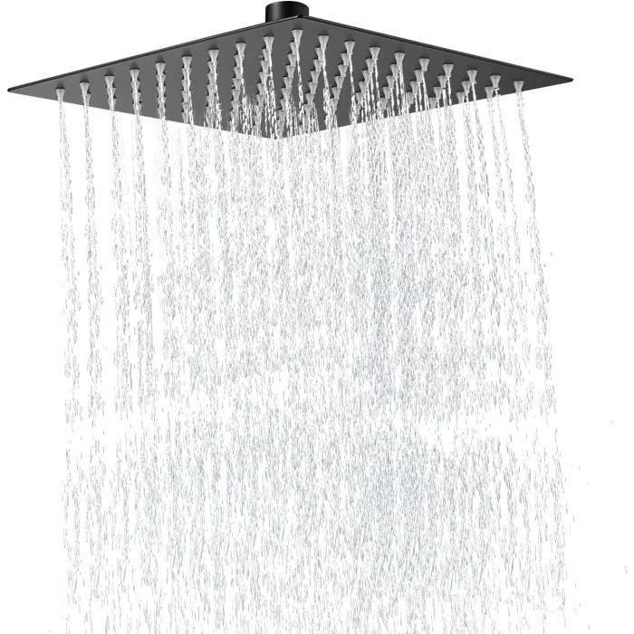 Pommeau De Douche Carré 12 Pouces En Acier Inoxydable - Haute Pression, Économie D'Eau, Buses Autonettoyantes